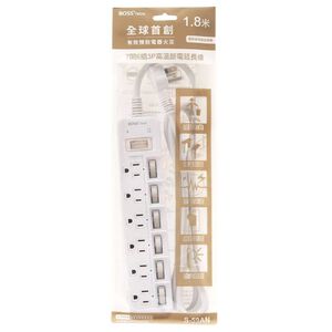 BOSS 7開6插3P高溫斷電延長線1.8米 S-59AN
